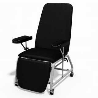 Plinth Reclining Phlebotomy Chair with Dual Blood Armrests and Wheeled Feet