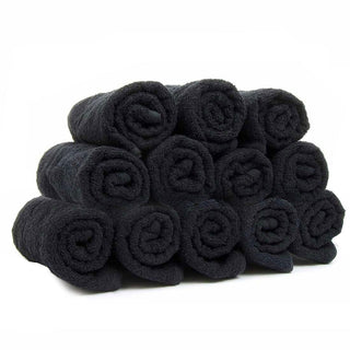 Hairdressing / Salon Towels, Pack of 12, Black (Reactive Dyed)   