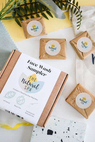 Face Wash Sample Pack | 4 x 15g Natural Facial Cleansing Bars | Vegan, Plastic-Free Skincare | Perfect Travel & Trial Set