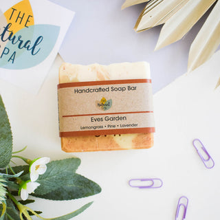 Eves Garden Cold Process Soap Bar | Lemongrass, Lavender & Pine Natural Handcrafted Soap | Vegan, Plastic-Free Skincare | 3 Styles Available