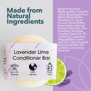 Lavender & Lime Solid Conditioner Bar | Natural Hair Conditioner for All Hair Types | Vegan, Plastic-Free Hair Care
