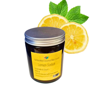 Lemon Sorbet Hand-Poured Coconut Wax Candle | Citrus & Natural Aromatherapy | Vegan, Eco-Friendly Candle | 2 Size Options