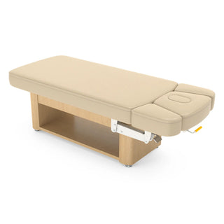 Master Massage Yosemite Electric Beauty Bed flat position with face cradle and armrest