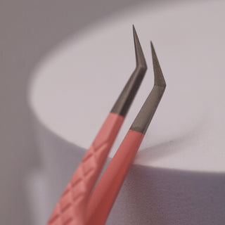 Angled Fibre Grip Volume Tweezers Silver or Pink