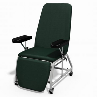 Plinth Reclining Phlebotomy Chair with Dual Blood Armrests and Wheeled Feet