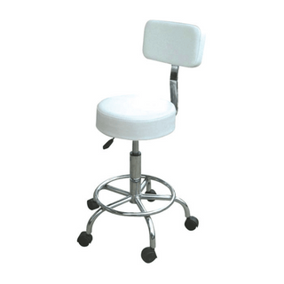 SkinMate White Compact Stool and Backrest