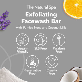 Exfoliating Face Wash Bar | Patchouli, Clary Sage & Sweet Orange | Natural Facial Cleanser with Gentle Scrub | Vegan, Plastic-Free Skincare