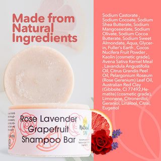 Rose, Lavender & Grapefruit Shampoo Bar | Natural Hair Wash for All Hair Types | Vegan, Plastic-Free Hair Care