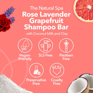 Rose, Lavender & Grapefruit Shampoo Bar | Natural Hair Wash for All Hair Types | Vegan, Plastic-Free Hair Care
