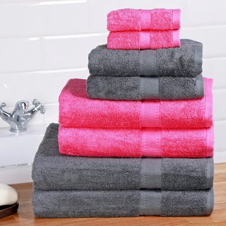 Slate grey and pink egyptian cotton bath linen bale