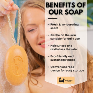 Eco Bath London Apricot Soap on a Rope 220g- Luxury Eco-Friendly Apricot Soap Bar