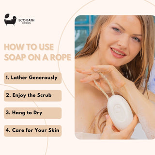 Eco Bath London Donkey’s Milk Soap on a Rope 220g - Luxurious and Eco Friendly Body Wash Bar with Shea Butter