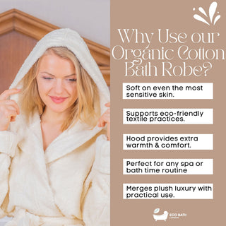 Eco Bath London Hooded Organic Cotton Bath Robe - 100% Certified Organic Cotton