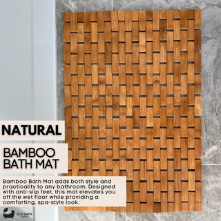 Eco Bath London Bamboo Bath Mat - Roll Up Shower Mat, Anti-Slip and Waterproof Bathroom Spa Shower Mat
