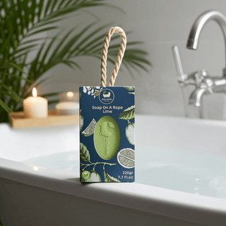 Eco Bath London Lime Soap on a Rope 220g - Luxury Eco-Friendly Lime Soap, Refreshing Body Wash Bar with Shea Butter