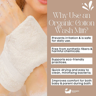 Eco Bath London Organic Cotton Bath Mitt - Pack of 3, Ultra Soft and Hypoallergenic