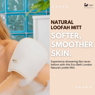 Eco Bath London Natural Loofah Bath Mitt - Premium Exfoliating Bath Glove for Smooth and Radiant Skin