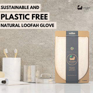 Eco Bath London Natural Loofah Bath Mitt - Premium Exfoliating Bath Glove for Smooth and Radiant Skin