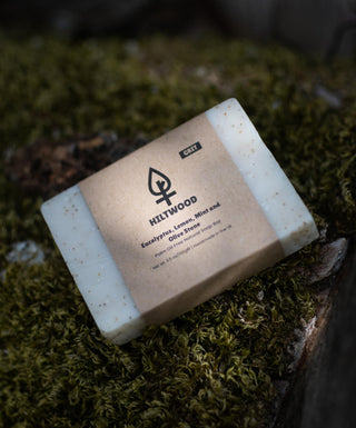 Eucalyptus Lemon Mint and Olive Stone Natural Soap Bar (With Grit)