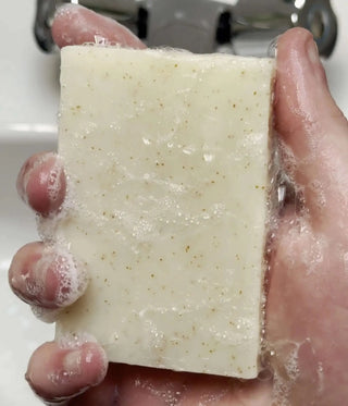 Eucalyptus Lemon Mint and Olive Stone Natural Soap Bar (With Grit)