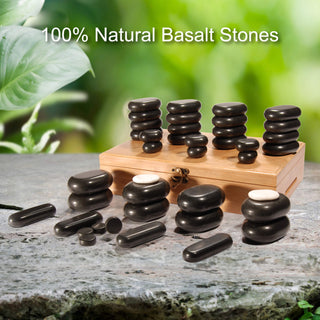 Master Deluxe 40 Piece Basalt Hot Stone Set - Natural Living