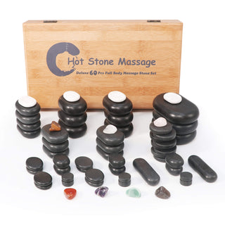 Master Deluxe 60 Piece Basalt Hot Stone Set - Natural Living