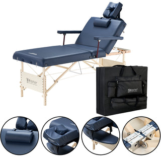 Master Massage 78cm CORONADO SALON Portable Massage Table Package with Lift Back Action & a Stout 7.6cm of Our High-density Multi-Layer Small Cell Foam! (Royal Blue Colour) Mastermassage(UK)