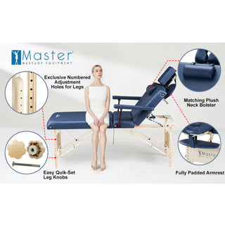 Master Massage CORONADO SALON Portable Massage Table Package with Lift Back Action - 78 cm - Natural Living