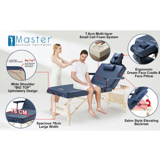 Master Massage CORONADO SALON Portable Massage Table Package with Lift Back Action - 78 cm - Natural Living