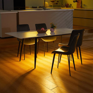 dining table with ambient lighting