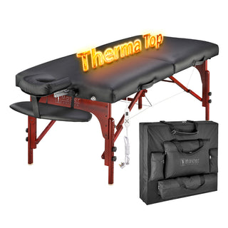 Thermal-Top Study  Strong Soft Cushion Premium comfort Portable Massage Table  Oil proof & waterproof surface Massage Table heating top table  Foldable and Portable carry case include adjustable table height and face cradle  Tatto table