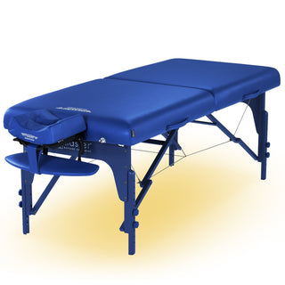 Massage table, portable massage table, Master Massage, Memory Foam, memory foam layered pillow, adjustable height, Montclair portable massage table, luxurious massage table, Reiki leg panels, Shiatsu cable release 