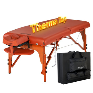 Thermal-Top Study  Strong Soft Cushion Premium comfort Portable Massage Table  Oil proof & waterproof surface Massage Table heating top table  Foldable and Portable carry case include adjustable table height and face cradle  Tattoo table