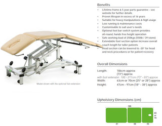 Plinth 513S Electric 3-Section Physiotherapy Couch (Short Head)