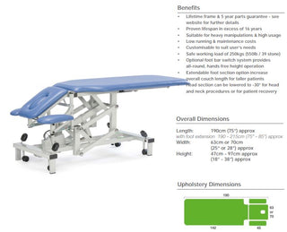 Plinth 514 Electric 2-Section Physiotherapy Couch with Armrests