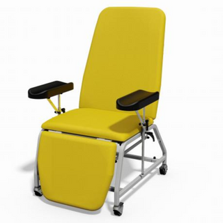 Plinth Reclining Phlebotomy Chair with Dual Blood Armrests and Wheeled Feet