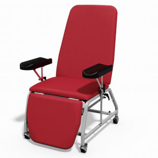 Plinth Reclining Phlebotomy Chair with Dual Blood Armrests and Wheeled Feet