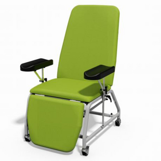 Plinth Reclining Phlebotomy Chair with Dual Blood Armrests and Wheeled Feet