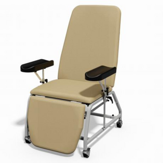 Plinth Reclining Phlebotomy Chair with Dual Blood Armrests and Wheeled Feet