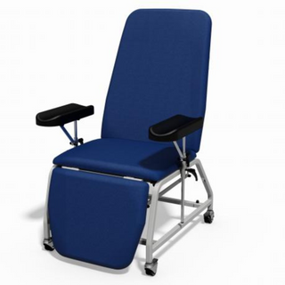 Plinth Reclining Phlebotomy Chair with Dual Blood Armrests and Wheeled Feet