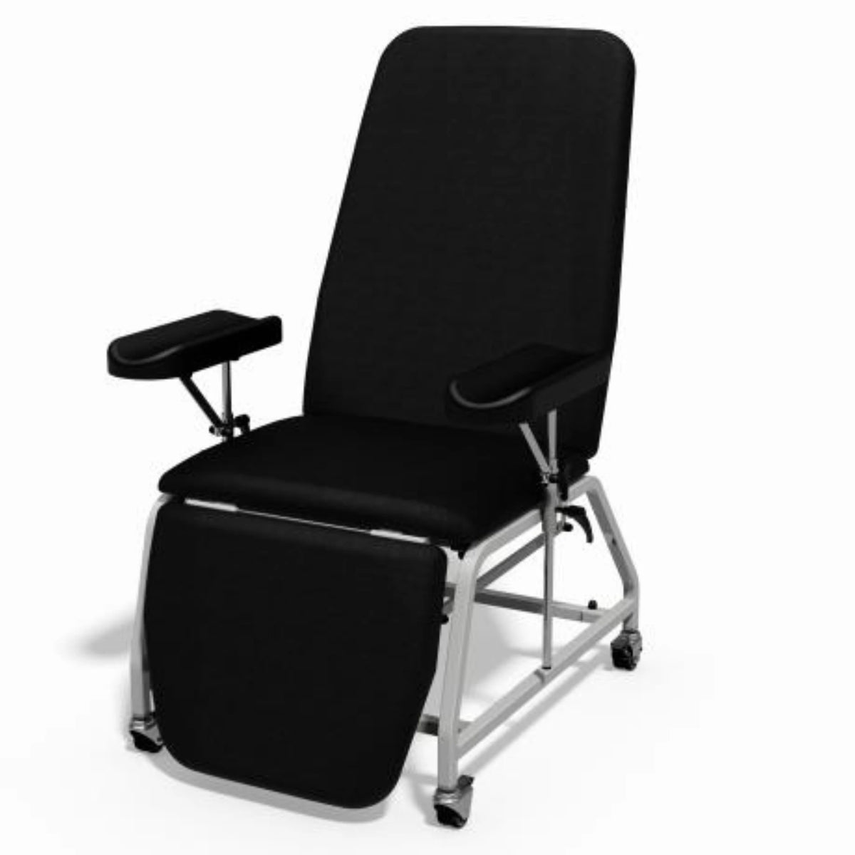 Reclining Phlebotomy Chair Dual Blood Armrests Wheeled Feet