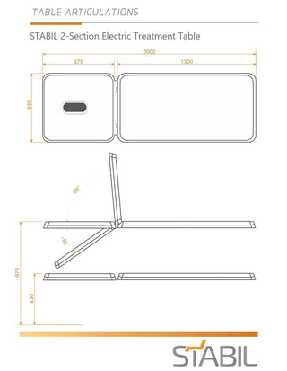 Stabil Pro 2 Section Electric Physio Couch with 360° Operation