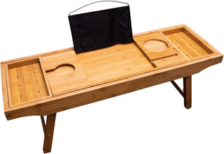 Wooden Bed and Bath Tray Table with Extending Sides and Legs